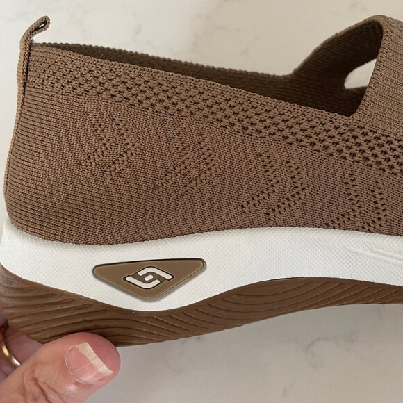 Women's Breathe Solid Color Soft Slip On Knit Orthopedic Sneaker Tan 40 - Picture 9 of 10
